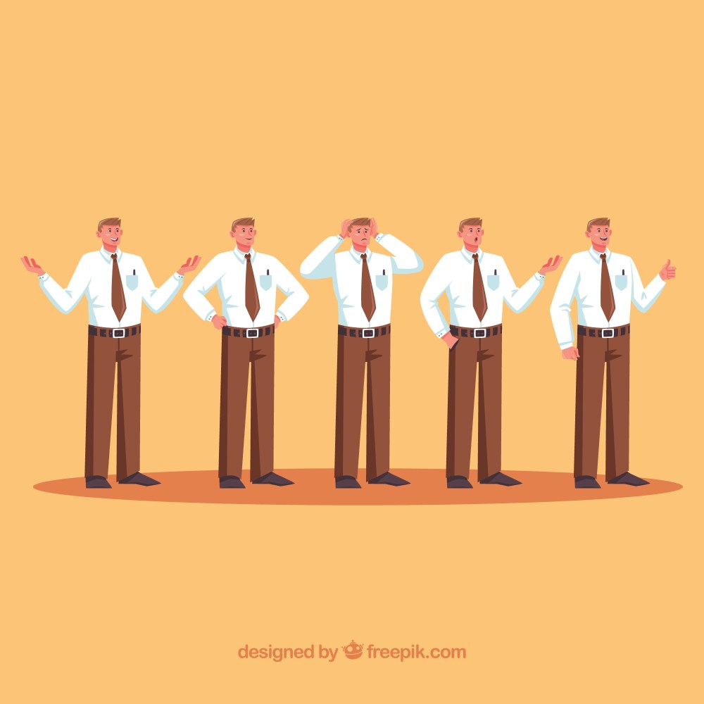 Set of salesman characters with flat design