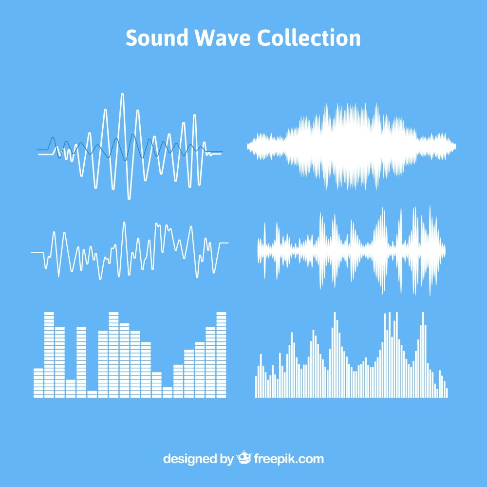 Set of sound waves with different designs