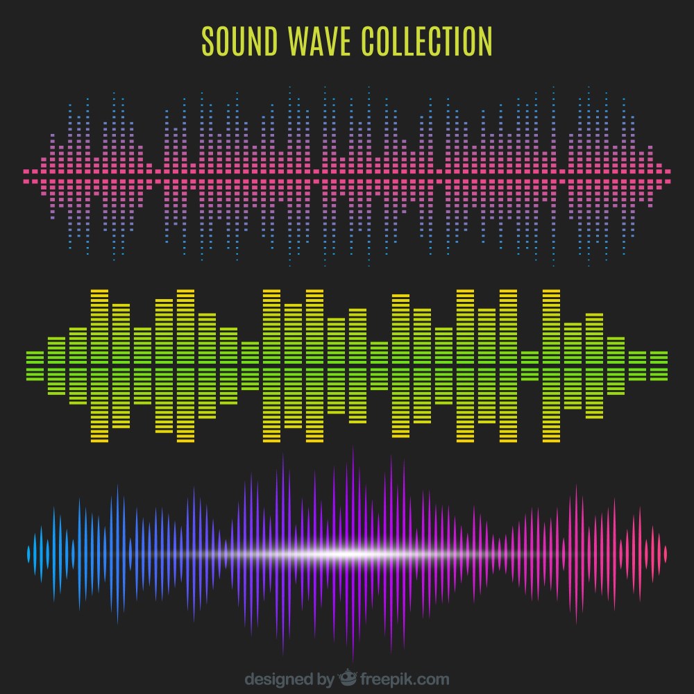 Set of sound waves with different designs