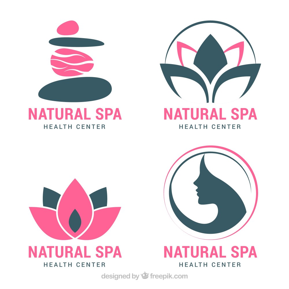 Set of spa logos in flat style