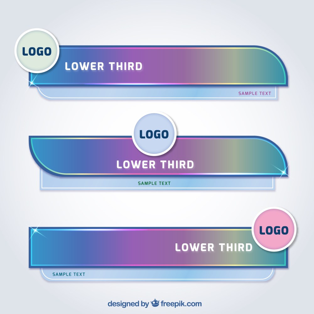Set of three colored lower thirds