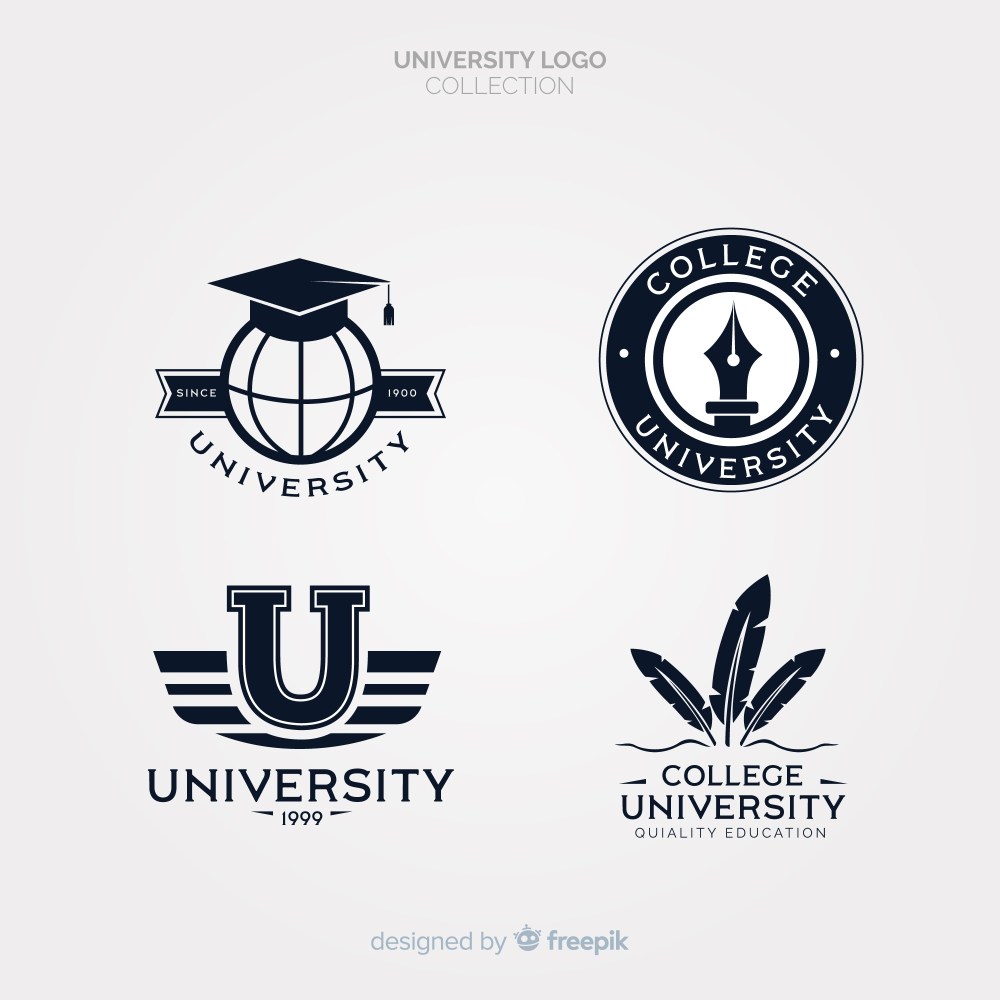 Set of university logos in flat style