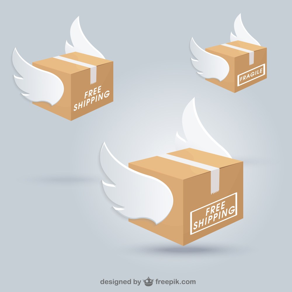 Shipping boxes with wings