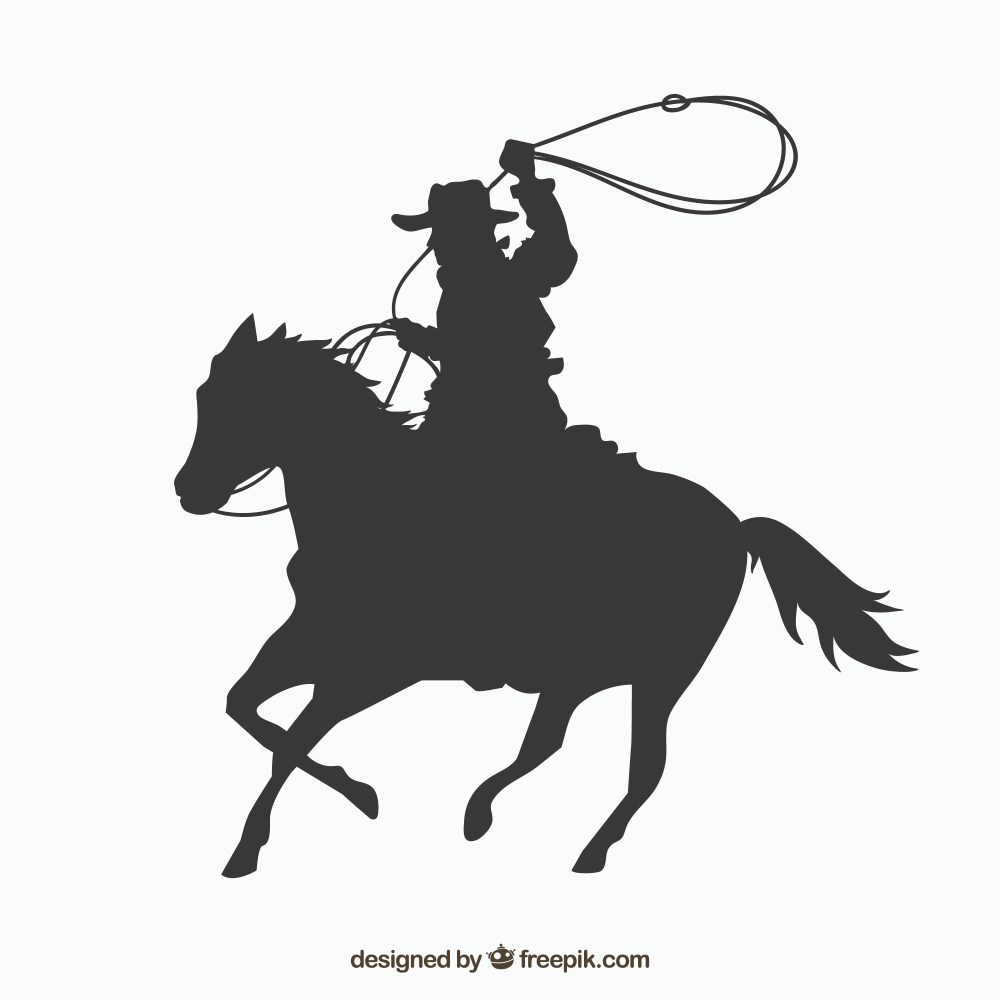 Silhouette cowboy riding horse