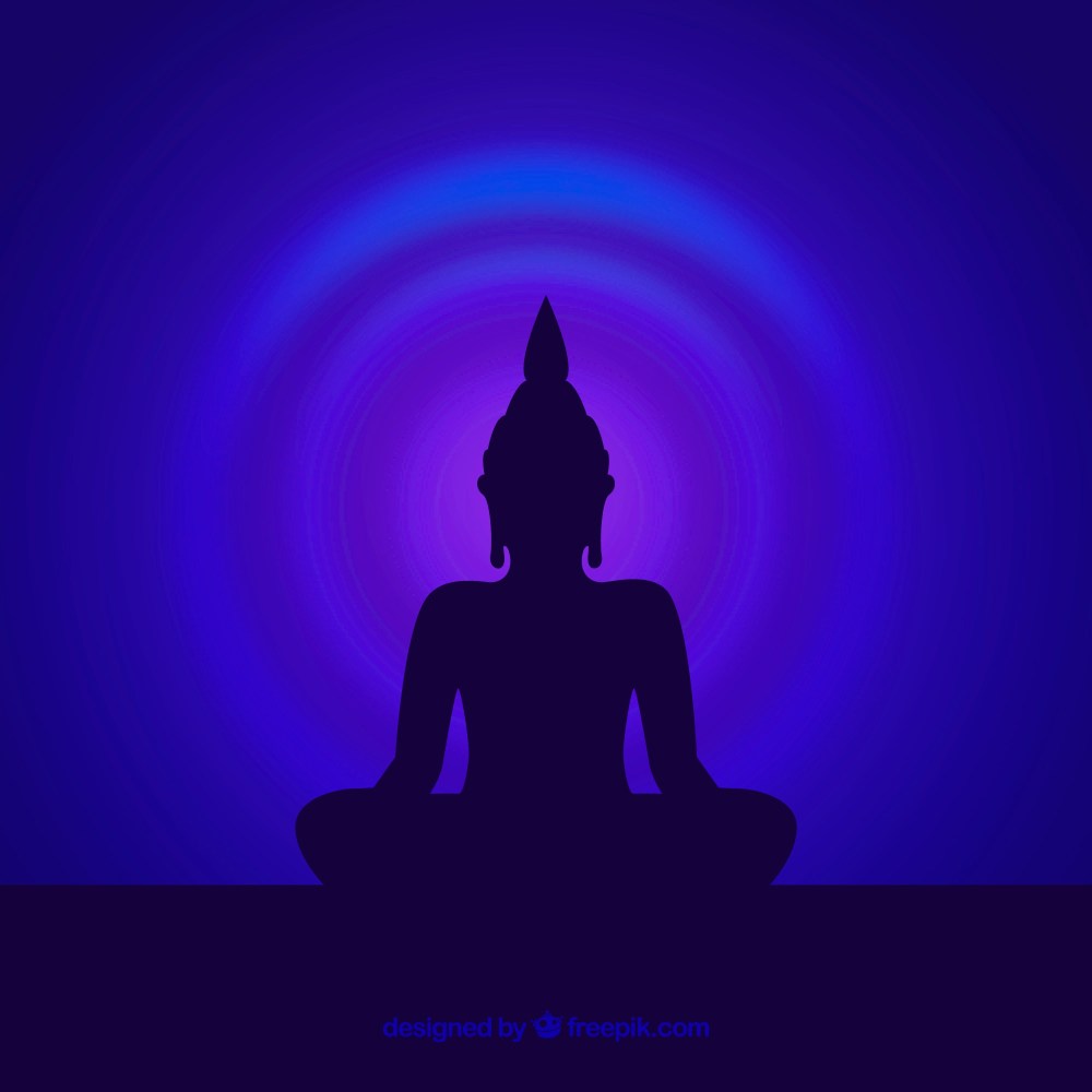 Silhouette of budha with flat design
