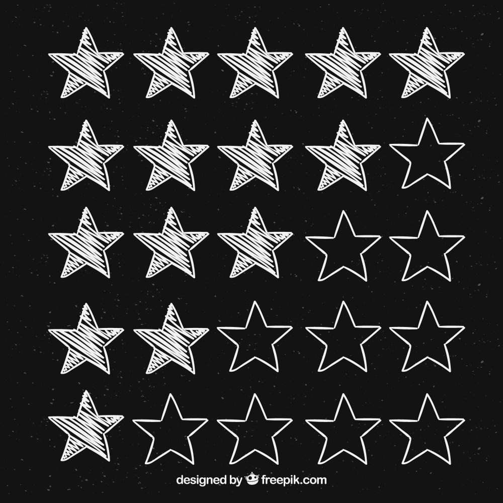 Silver chalk star rating concept