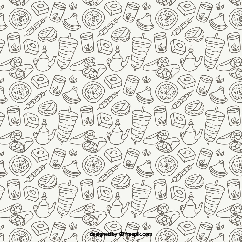Sketches arabic food pattern