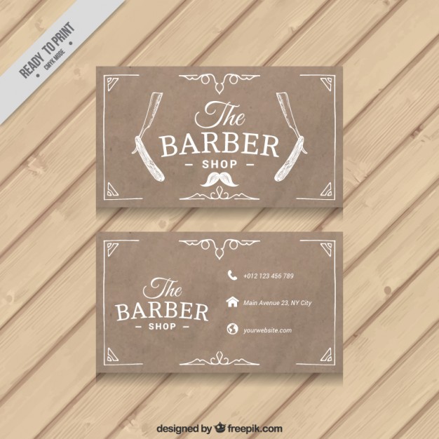 Sketches shaver barber shop card 