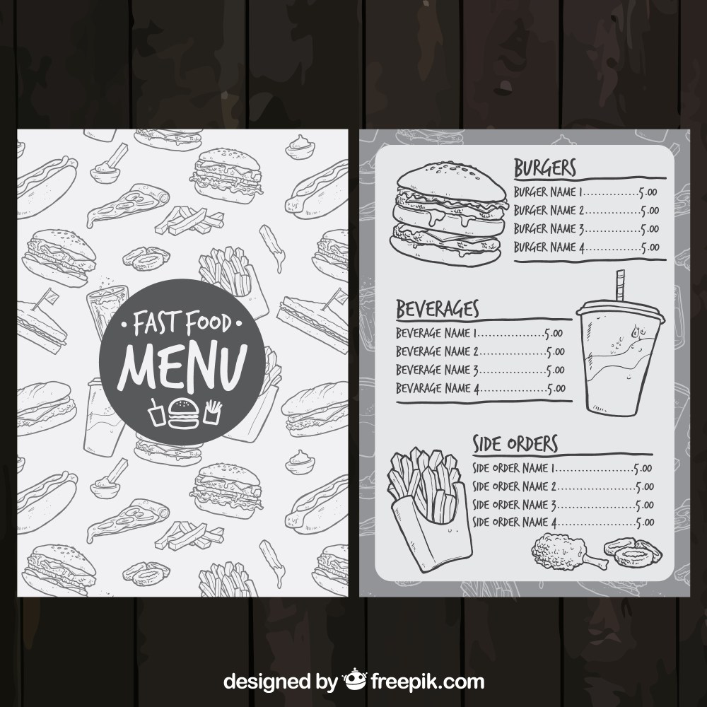 Sketchy fast food menu