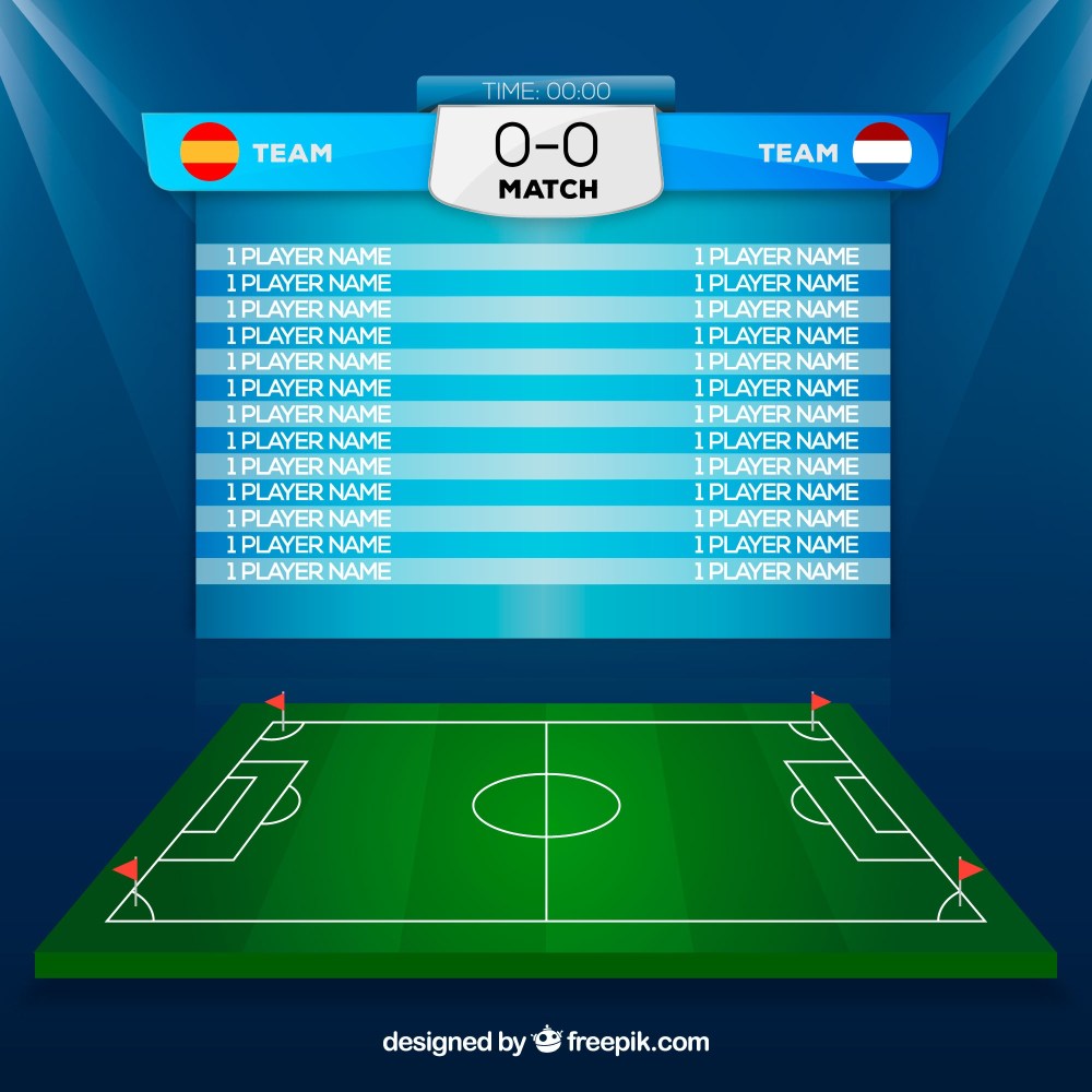 Soccer field background with scoreboard