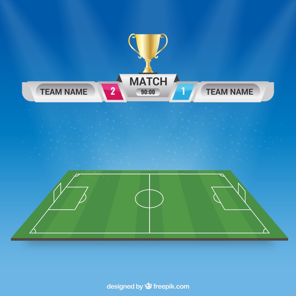 Soccer field background with scoreboard