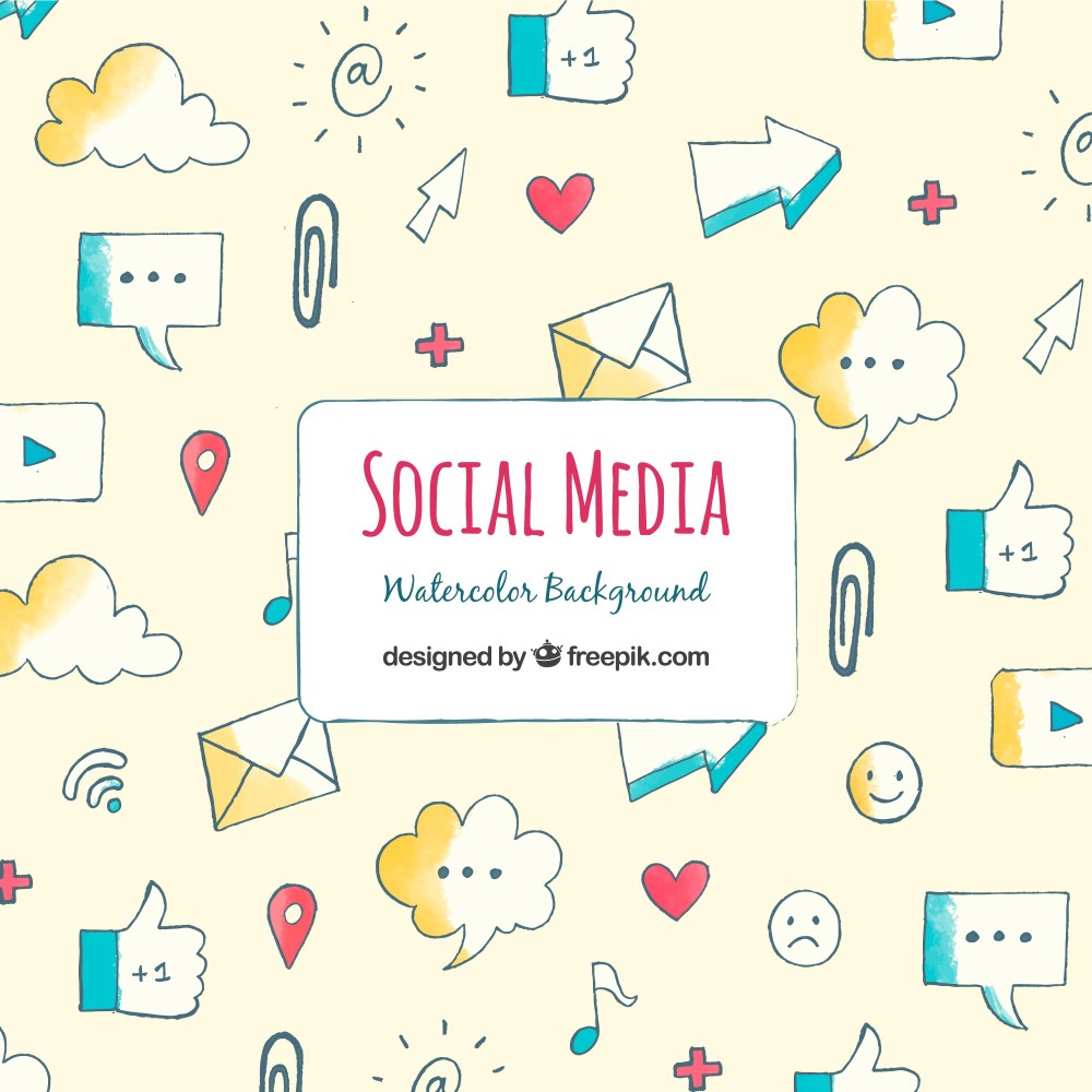 Social media background in hand drawn style