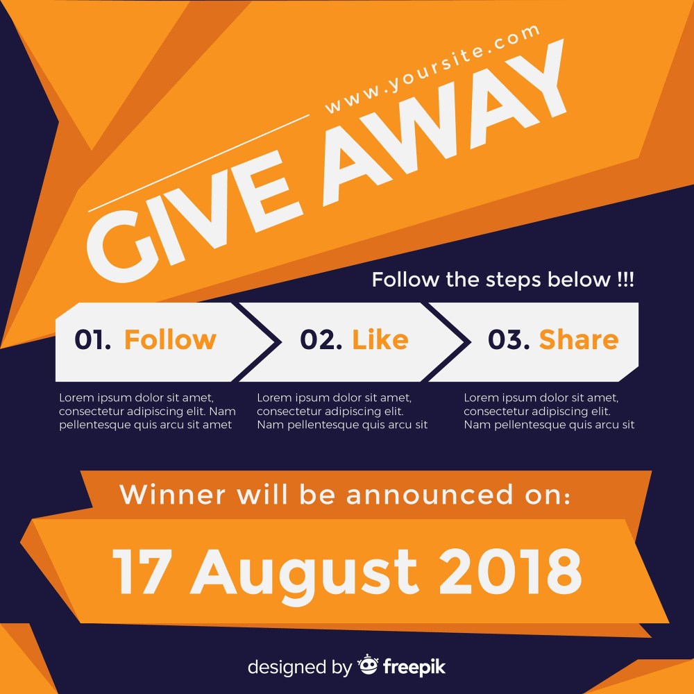 Social media contest steps with flat design