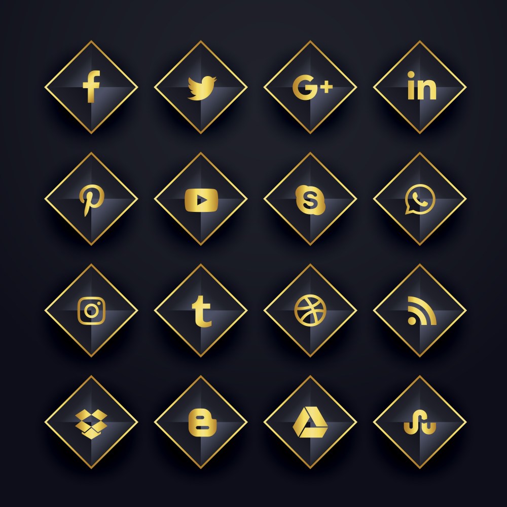 Social media icons pack in diamond shape