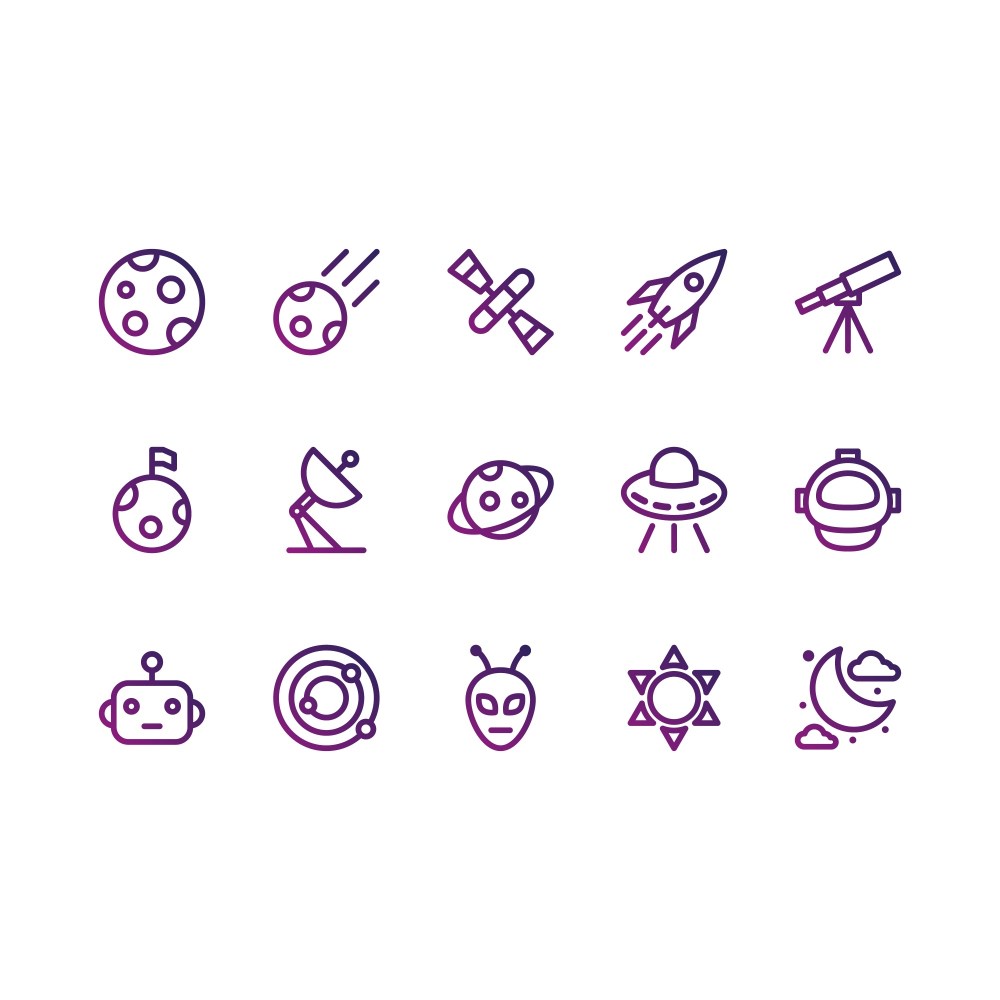 Space and astronomy icons