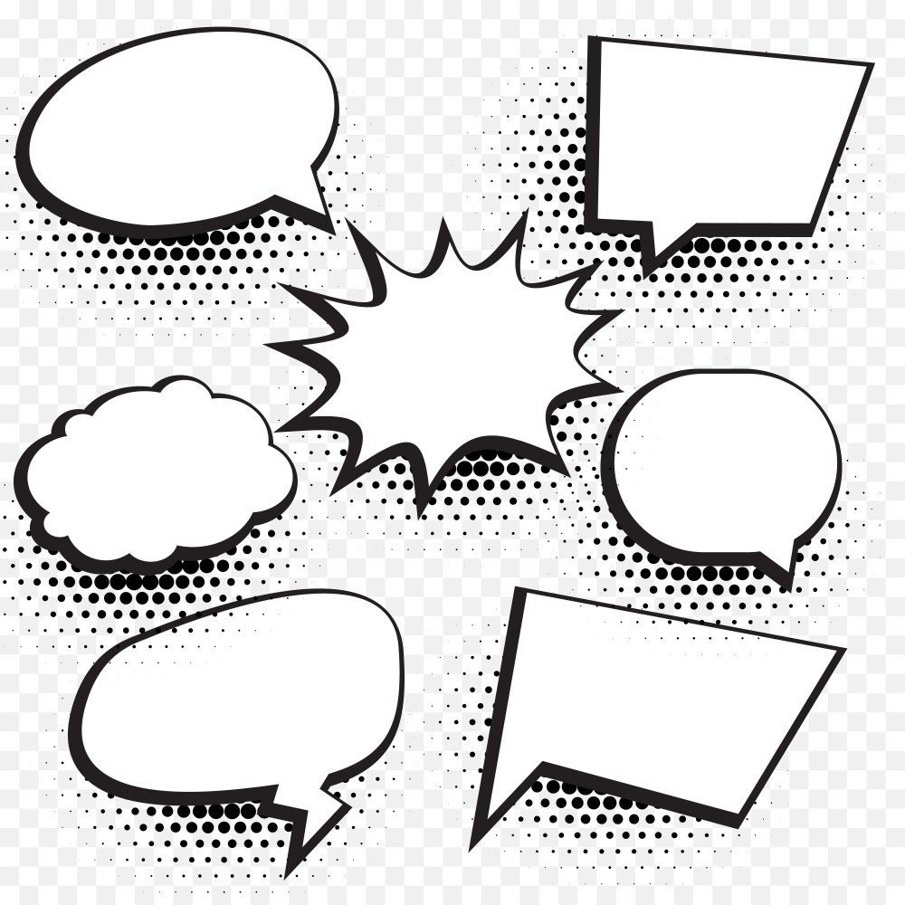 Speech bubbles with halftone dots