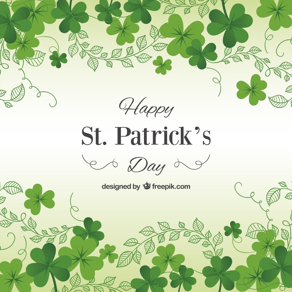St Patricks day card with shamrocks