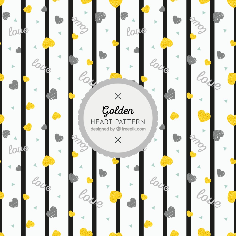 Striped pattern and golden hearts