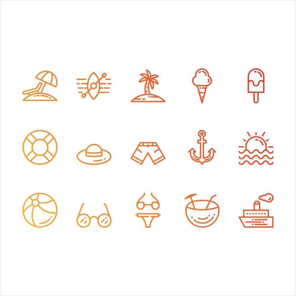 Summer and beach icons