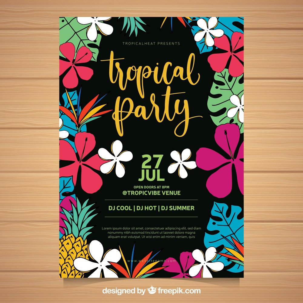 Summer party flyer with flowers