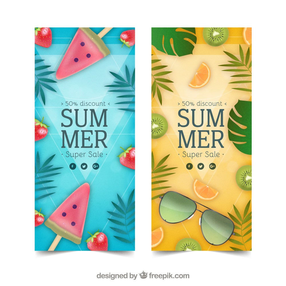 Summer sale flyers with fruits