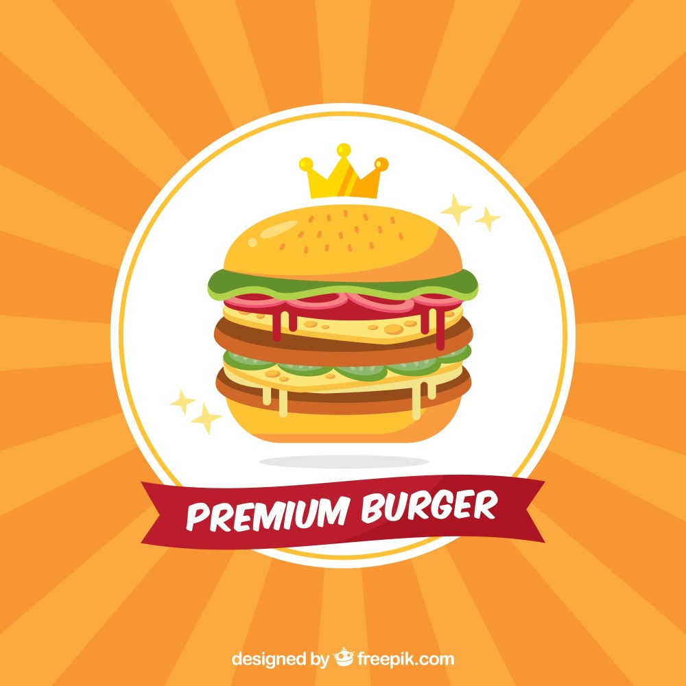 Sunburst background of premium burger
