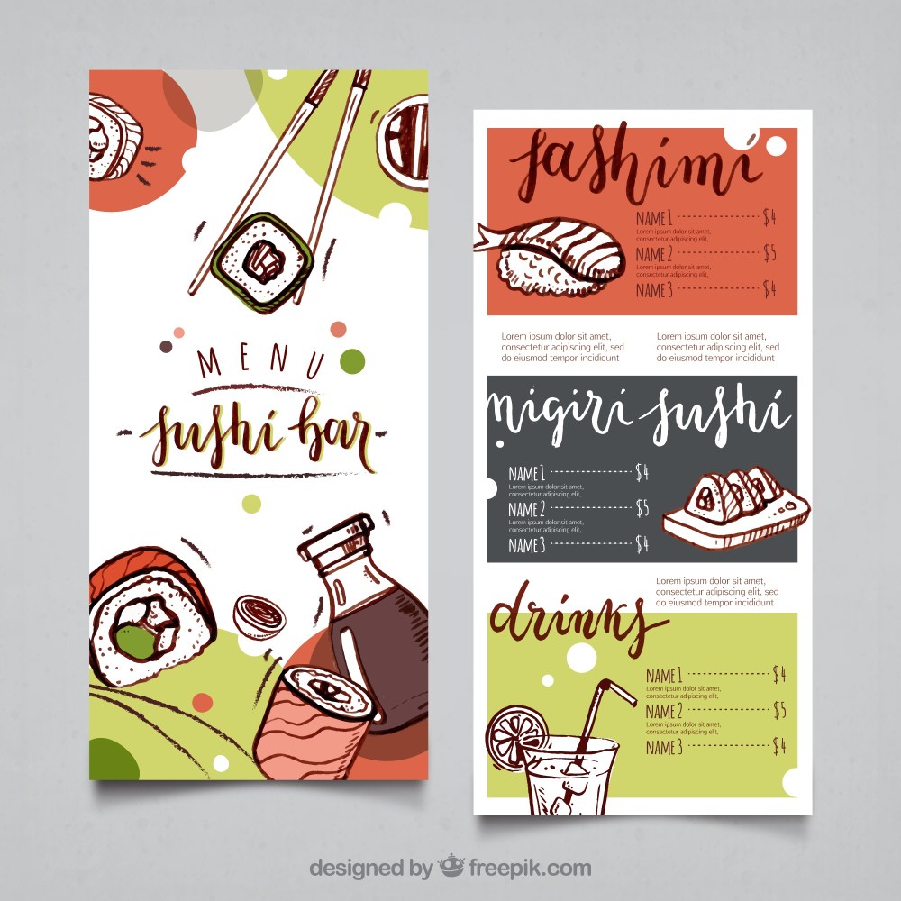 Sushi menu template