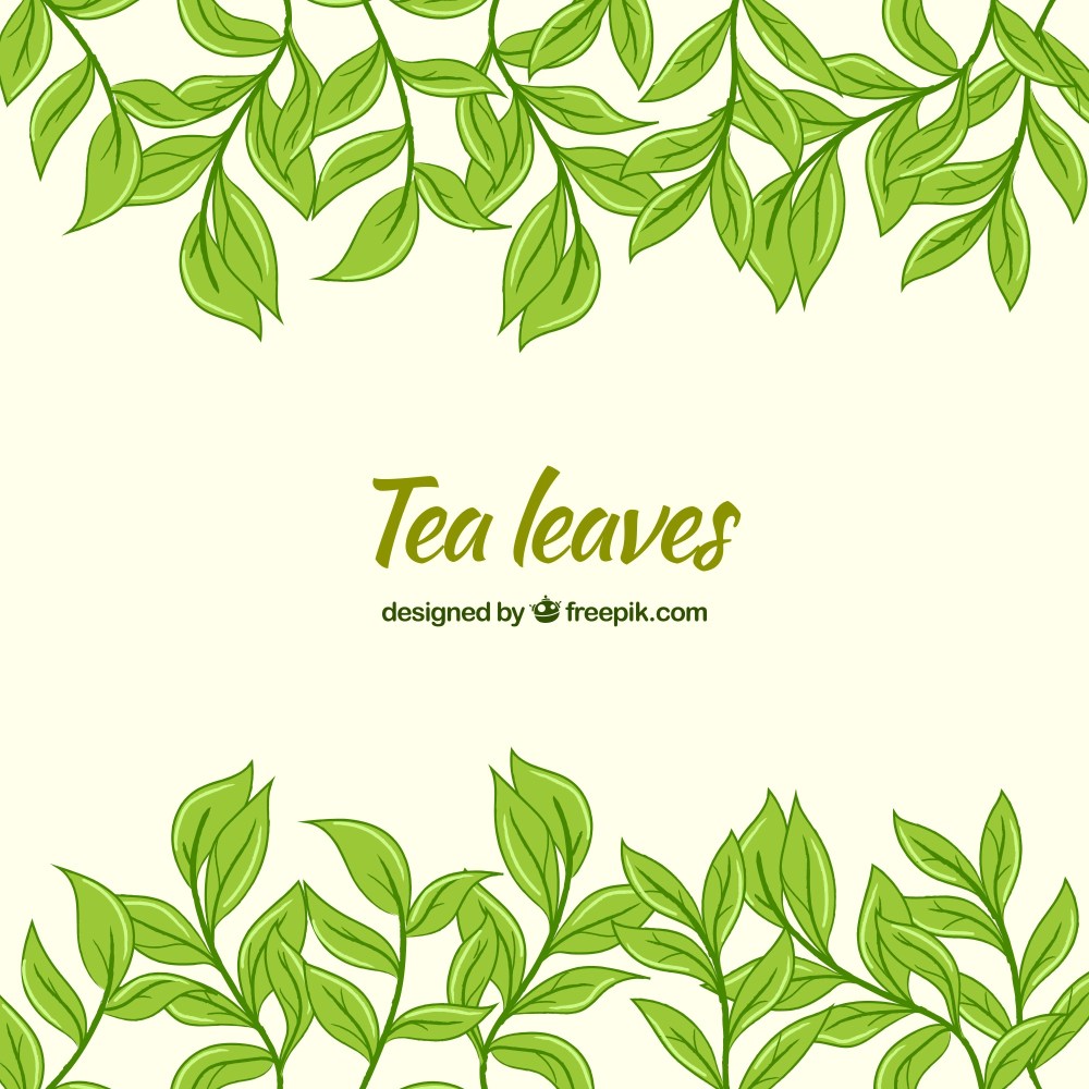 Tea leaves background with flat design