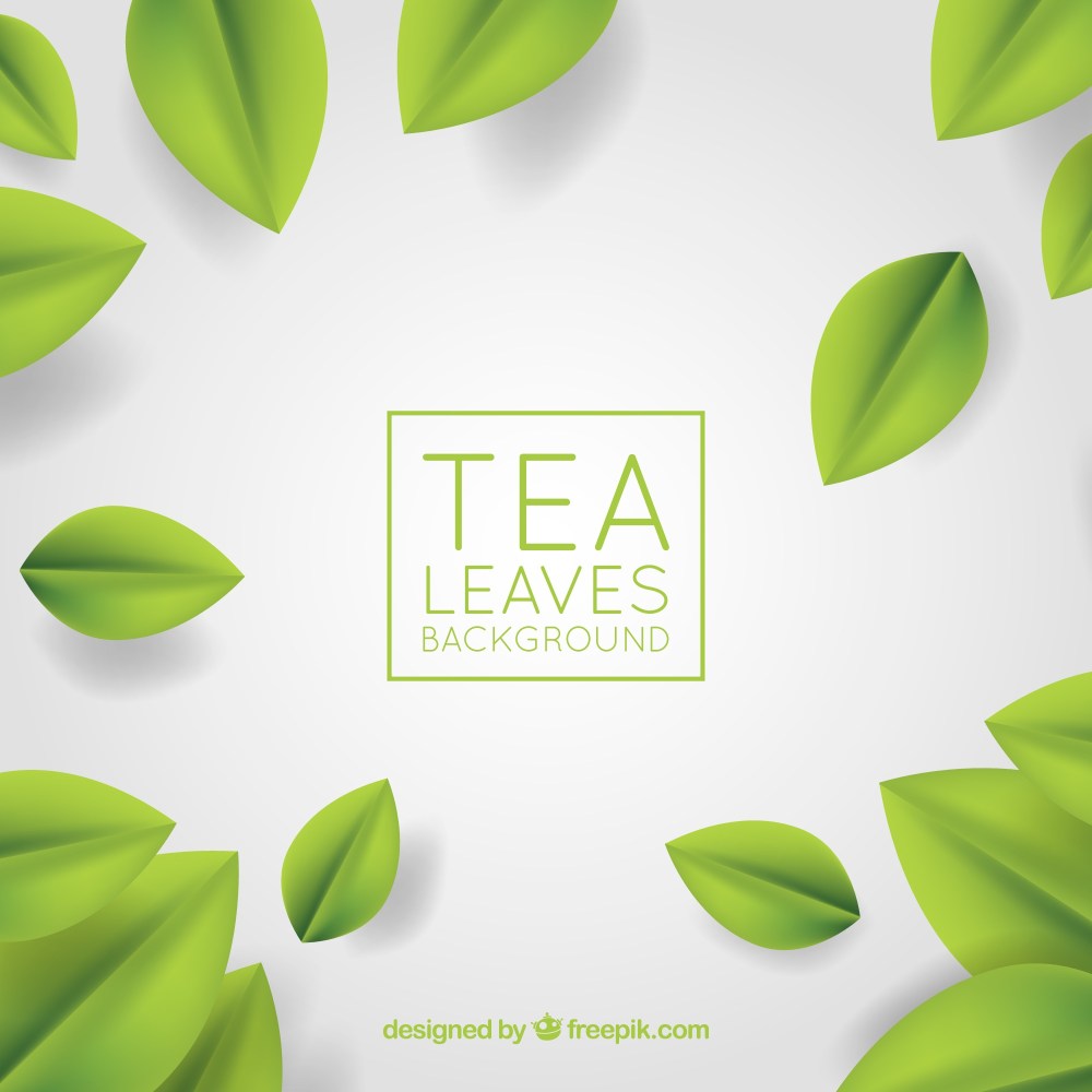 Tea leaves background with flat design