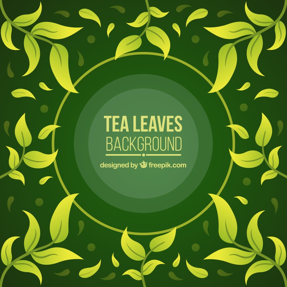 Tea leaves background with flat design