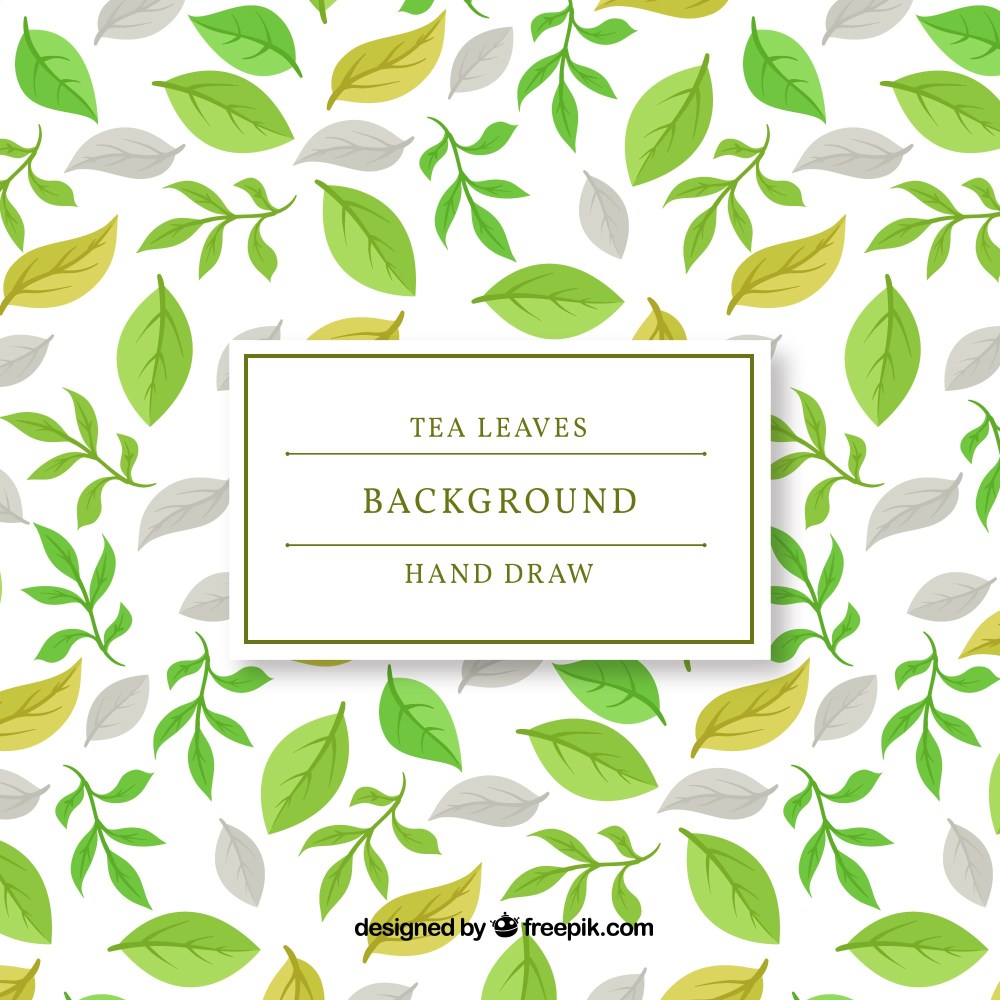 Tea leaves background with flat design