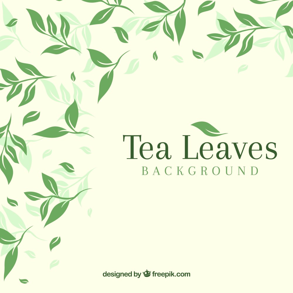 Tea leaves background with flat design