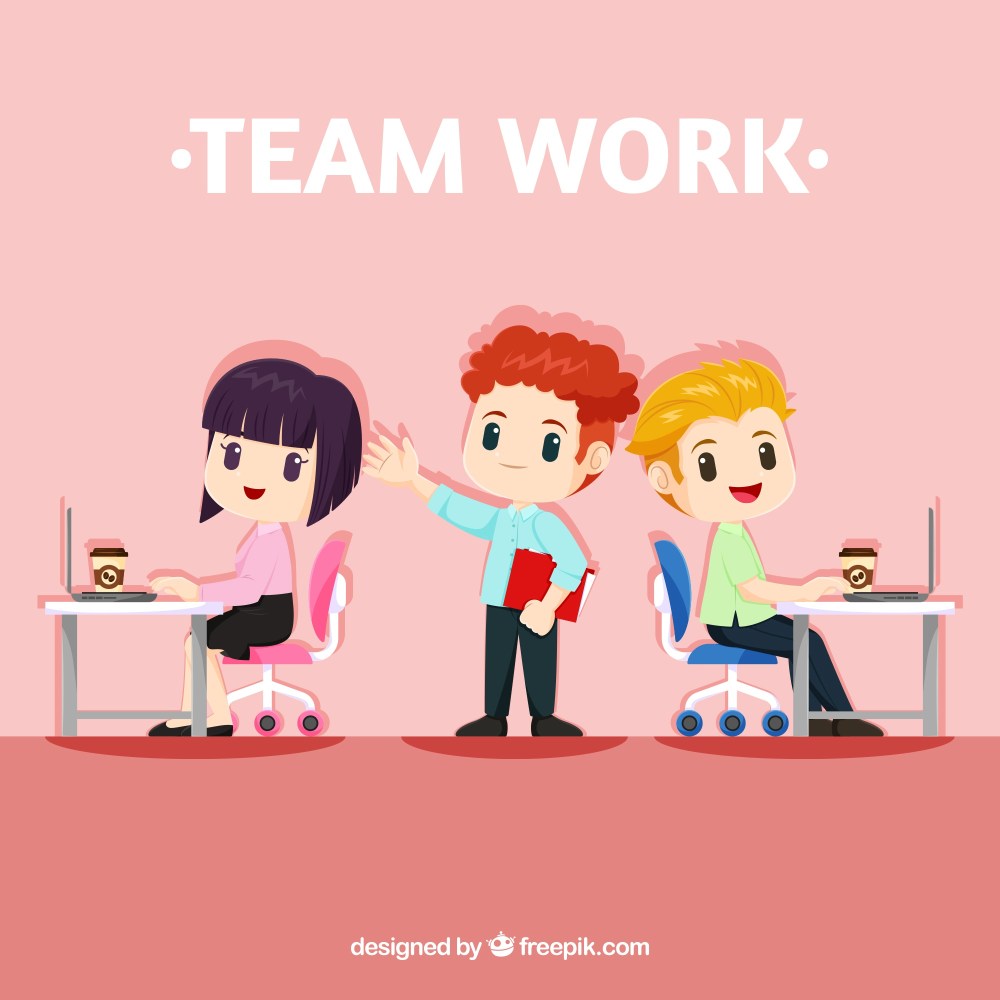 Teamwork concept with lovely characters