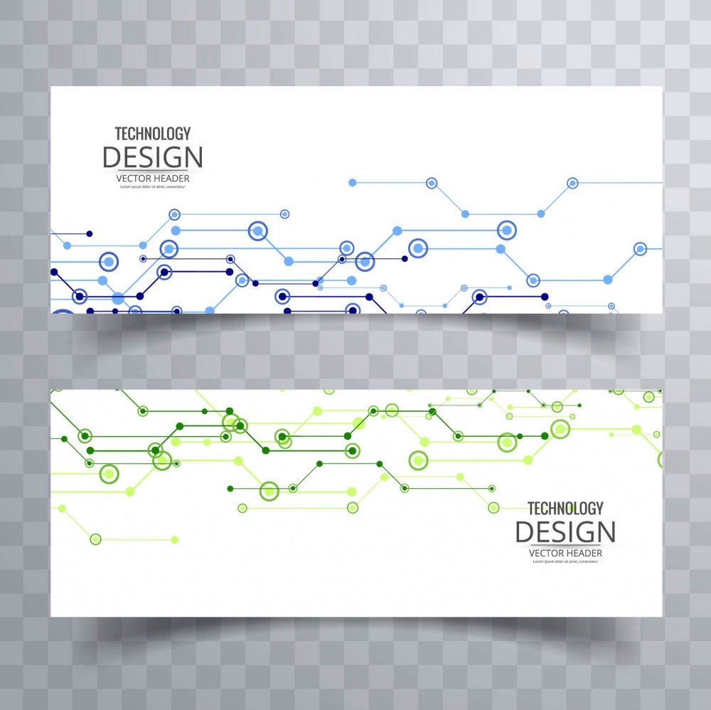 Technology banners, blue and green