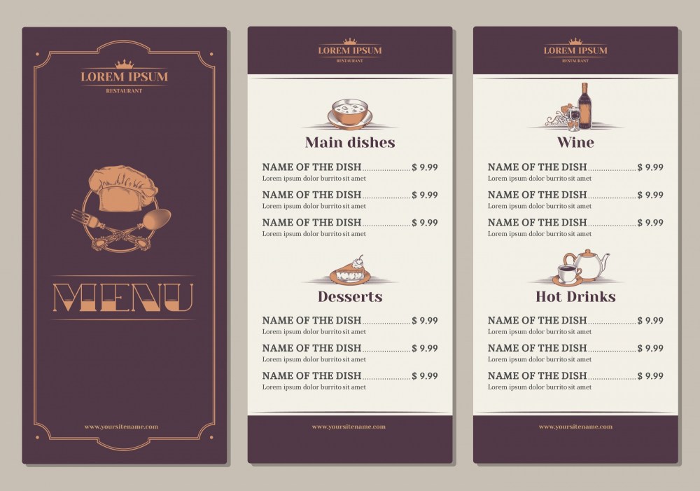 Template for the restaurant menu