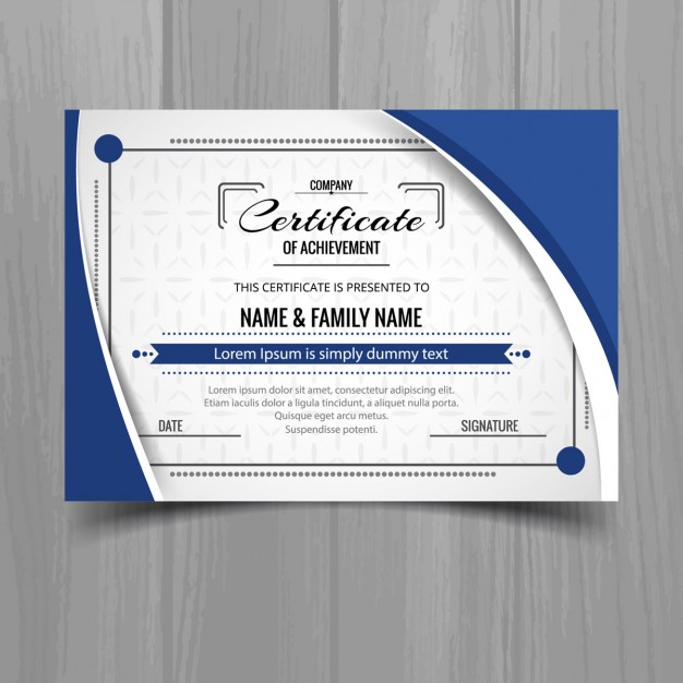 Template of blue wavy certificate
