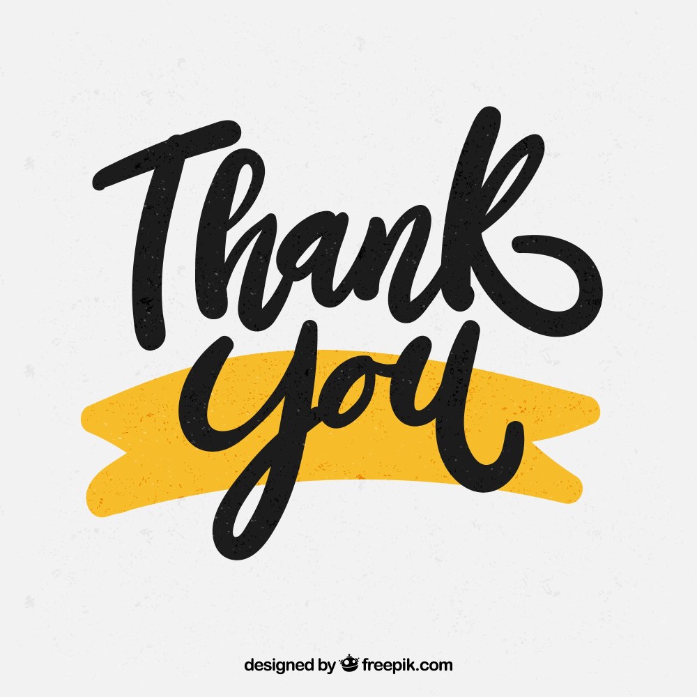 Thank you background with black lettering