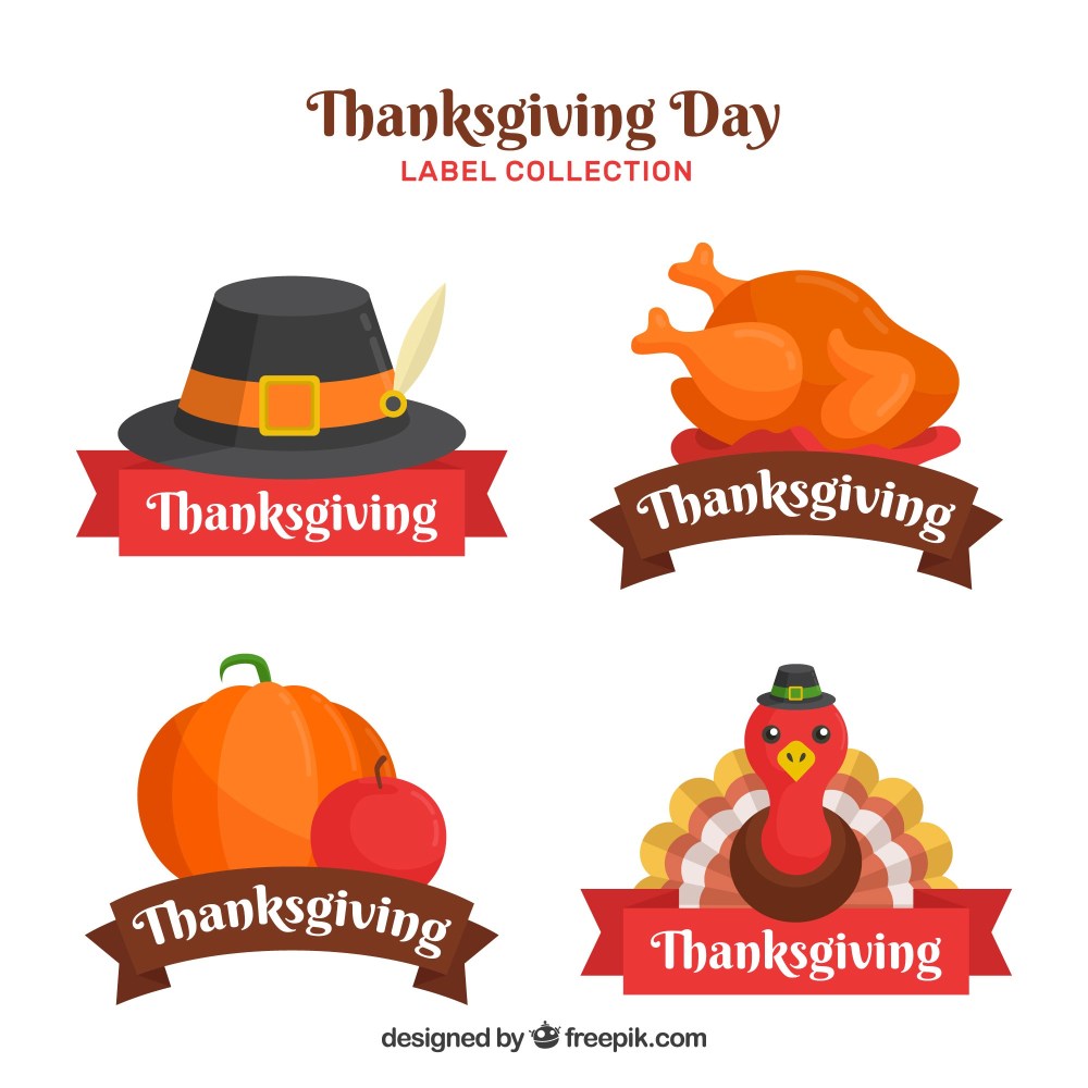 Thanksgiving retro stickers set
