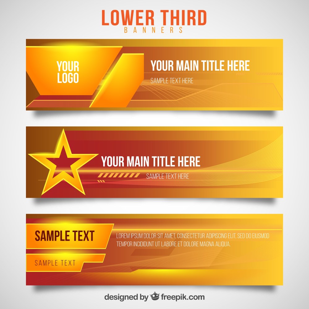 Three lower thirds in orange tones