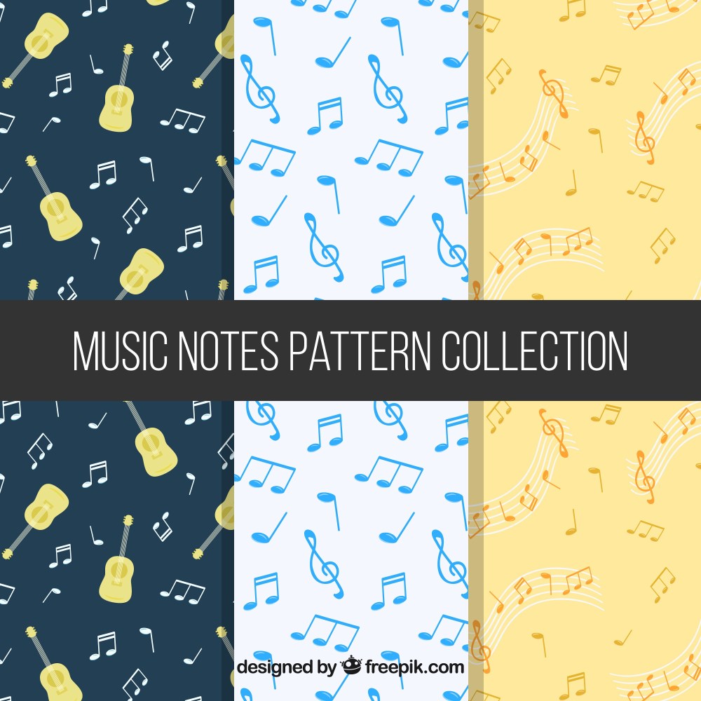 Three patterns with musical notes