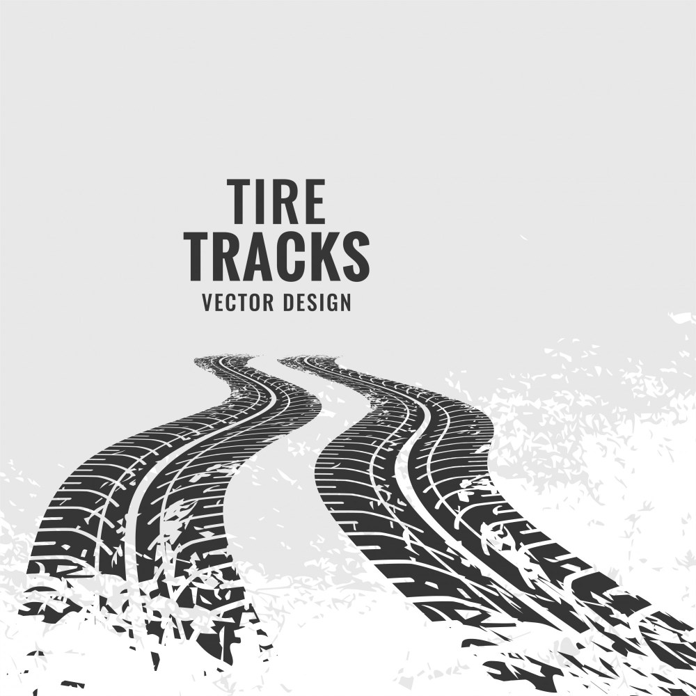 tire tracks mark in perspective