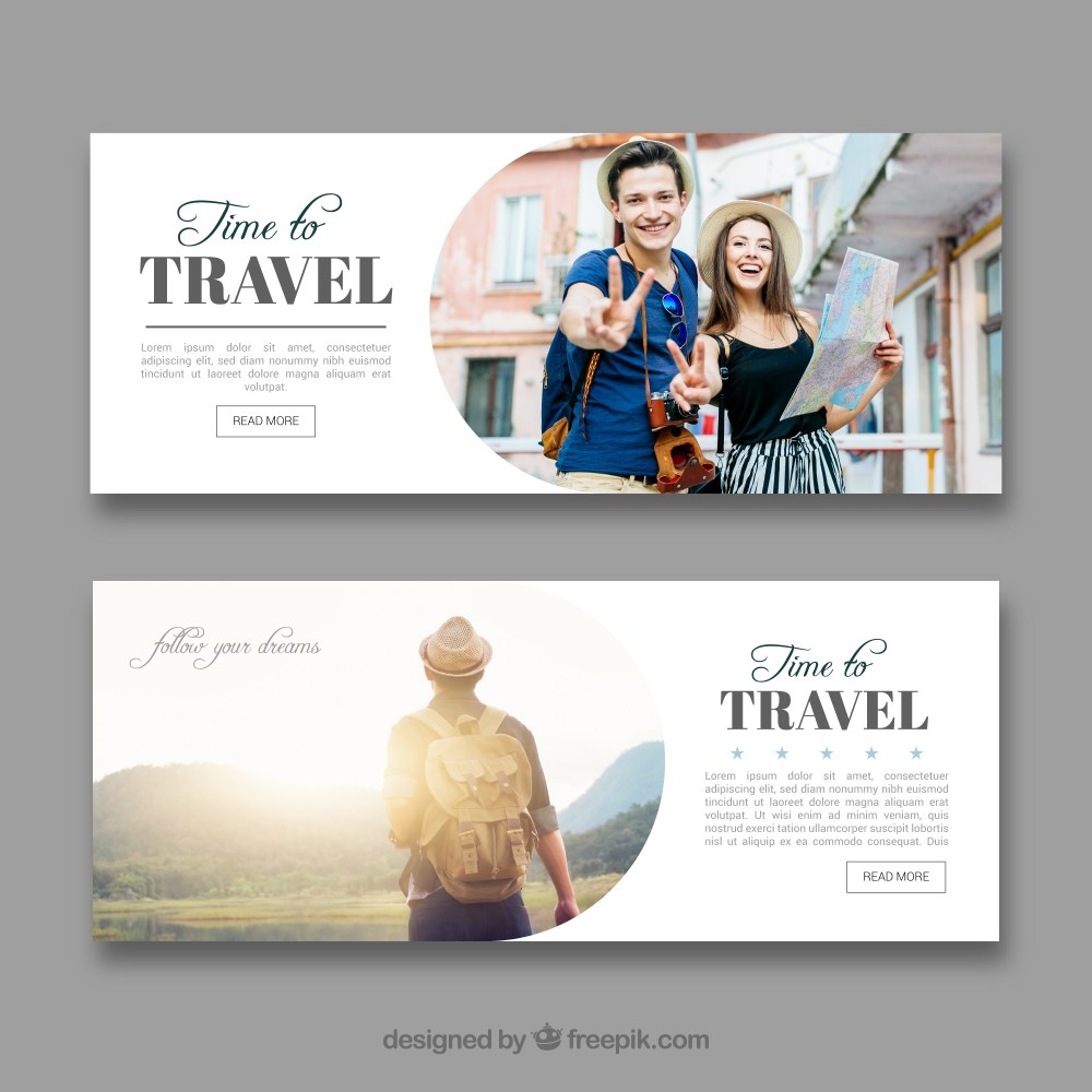 Travel banners with photography