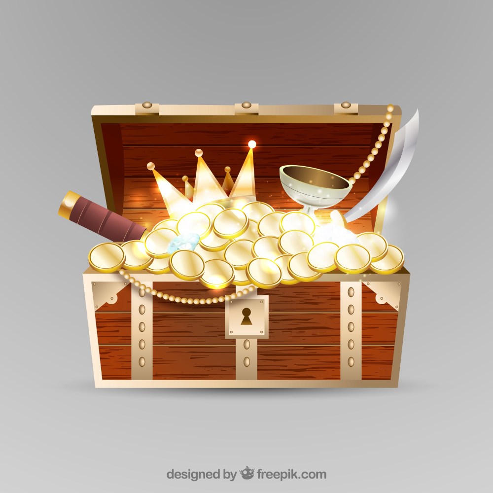 Treasure box in realistic style