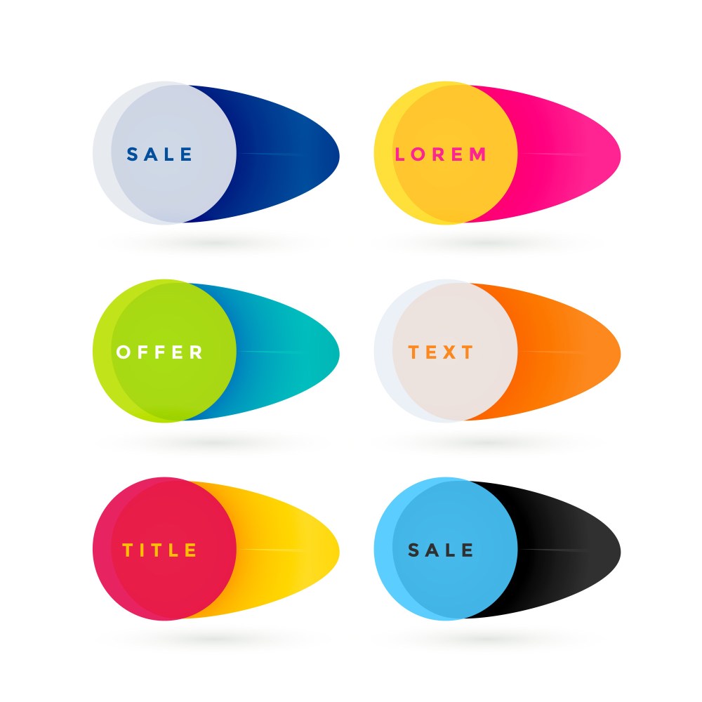 trendy colorful cute sale banners set