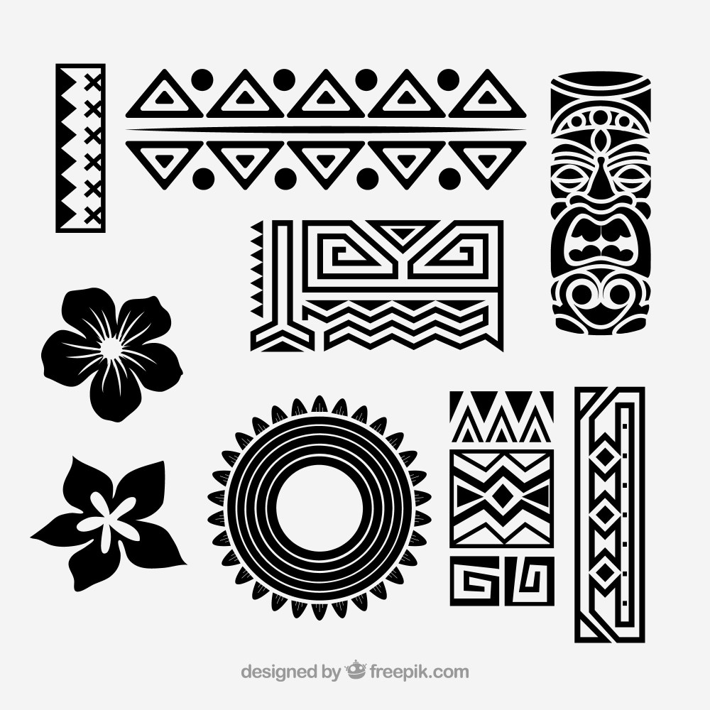 Tribal hawaiian icon vector set