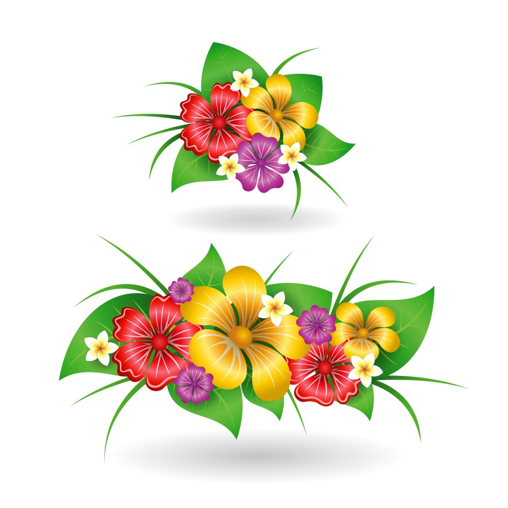 Tropical flowers decor elements