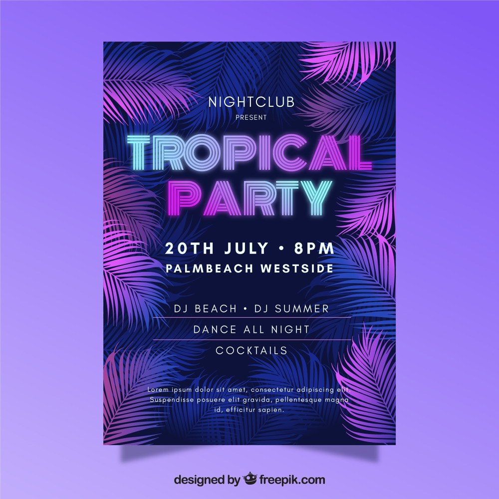 Tropical summer party flyer 