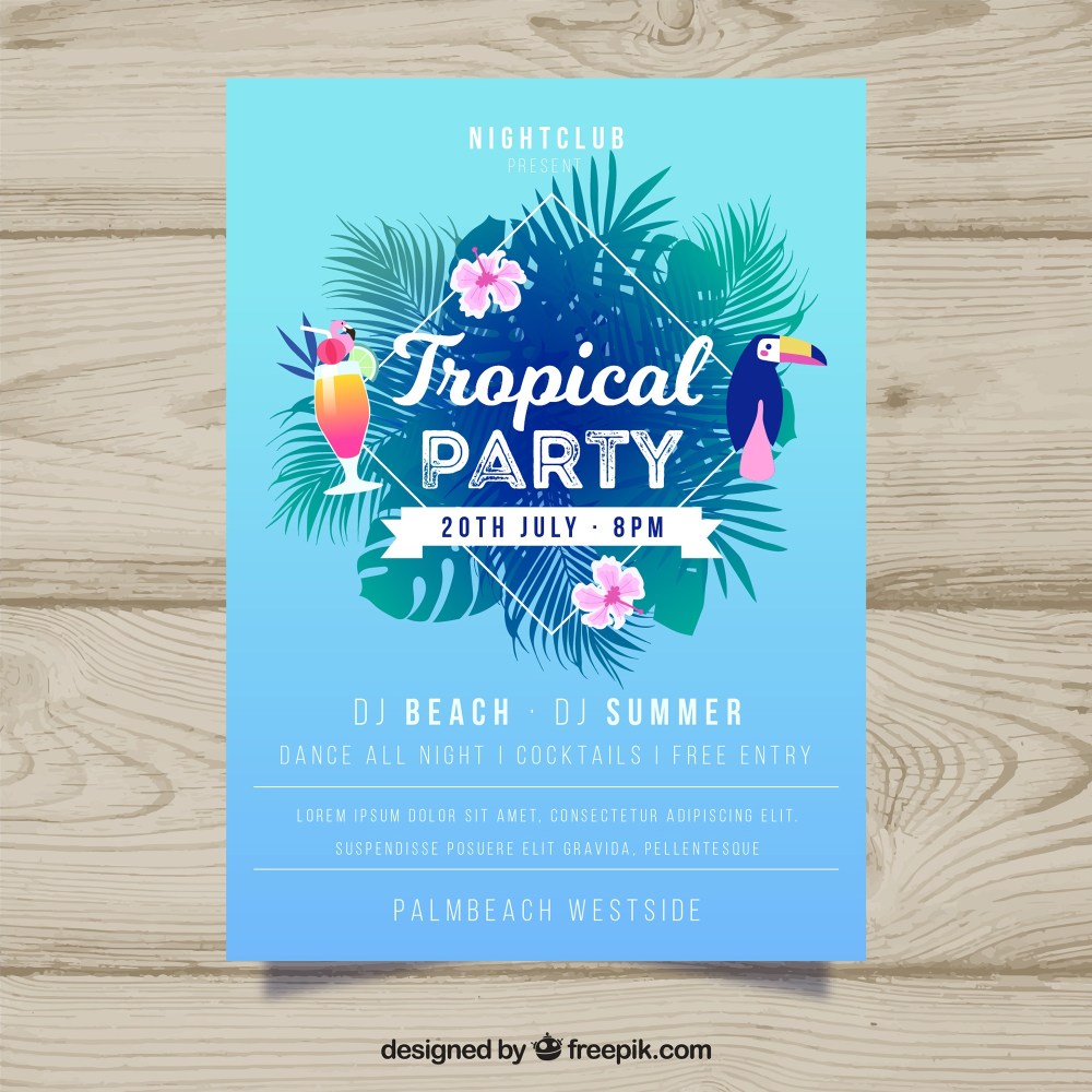 Tropical summer party flyer 