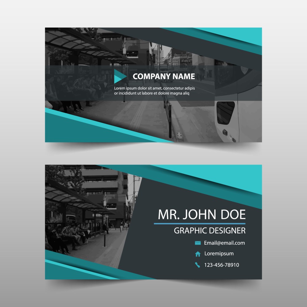 Turquoise commercial business card