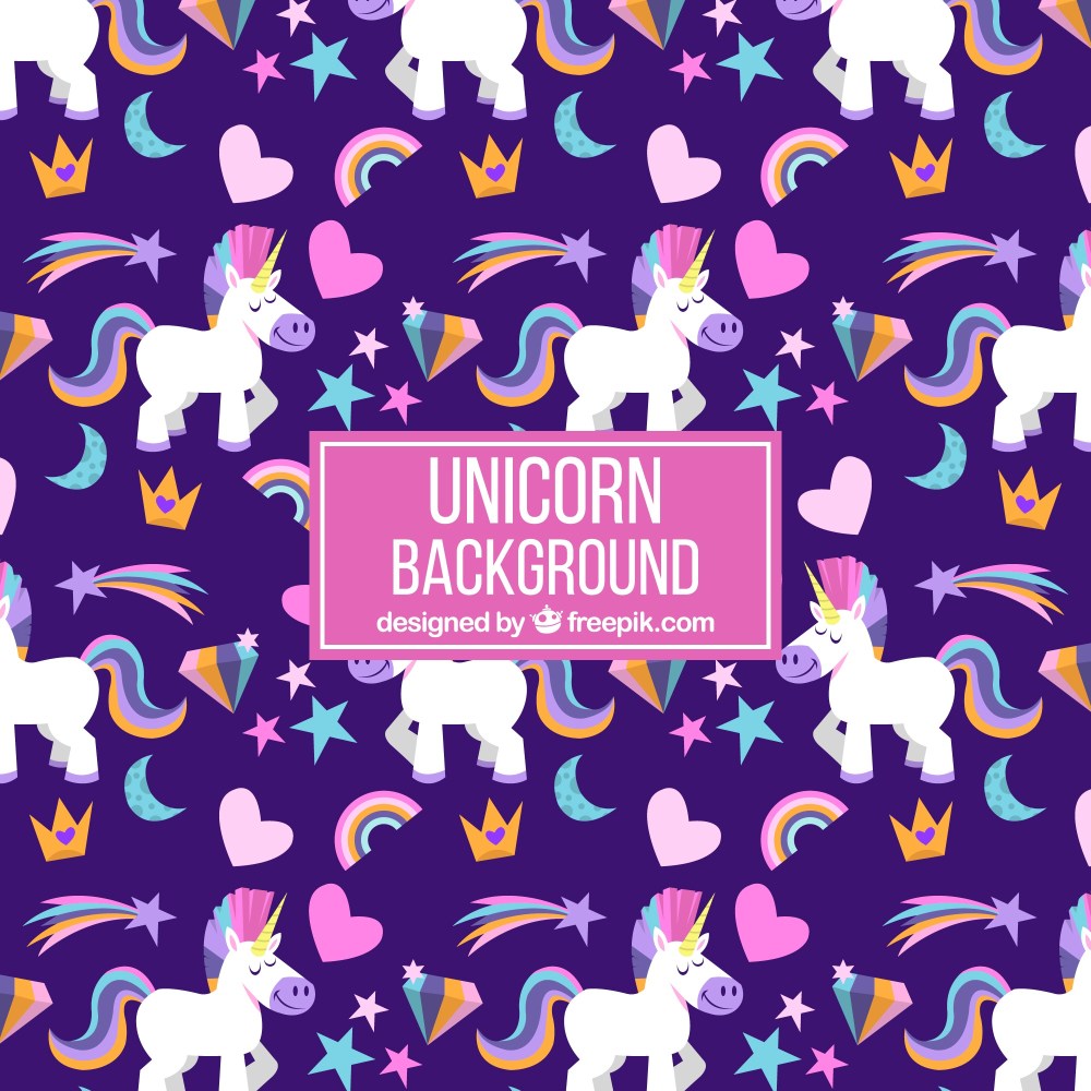 Unicorn background with hearts and stars